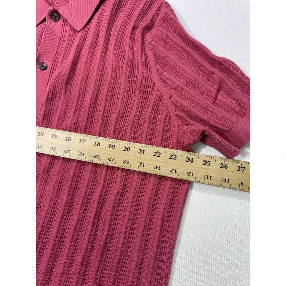 Banana Republic Men's 2XL Pink Short Sleeve Knit Button Shirt Preppy Coastal